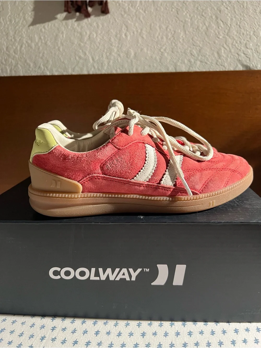 Coolway Becks X Sneakers Suede Red/ Yellow Sneakers with White Stripes